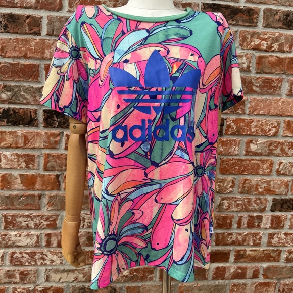 Farm Rio x Adidas colorful neon floral banana logo shirt/ M /Excellent condition - Picture 5 of 15